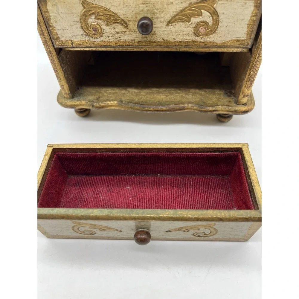 Vintage Music Jewelry Box Florentine Style Handpainted Gold Gilt WORKS Japan